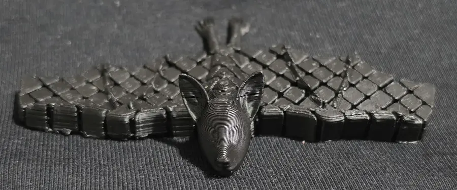 Black articulated bat, close up on face