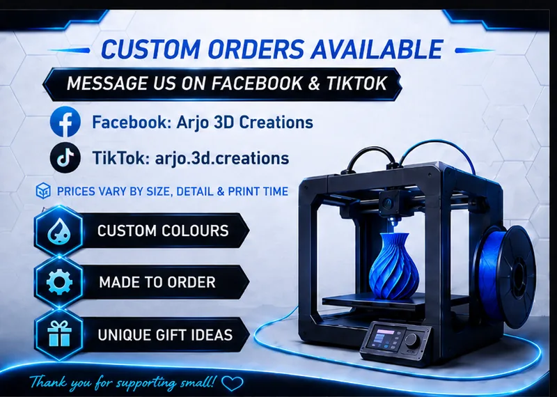 Custom orders available - message us on Facebook and TikTok