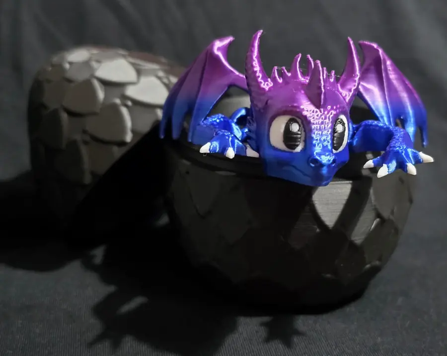 Dragon egg with dragon inside - black scale egg, different angle