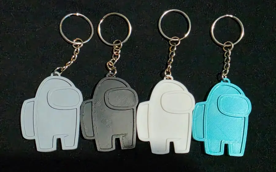 Among Us style keyrings, four colours