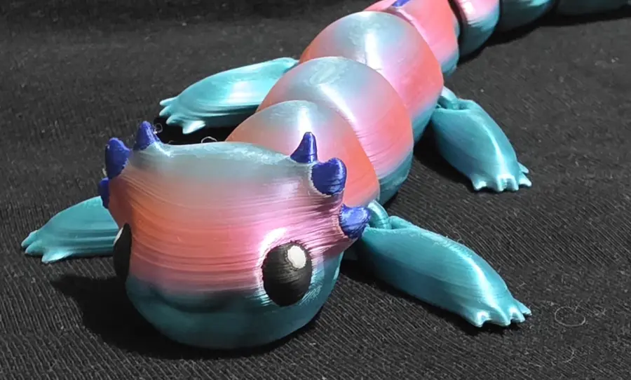 Large axolotl, teal, pink and blue
