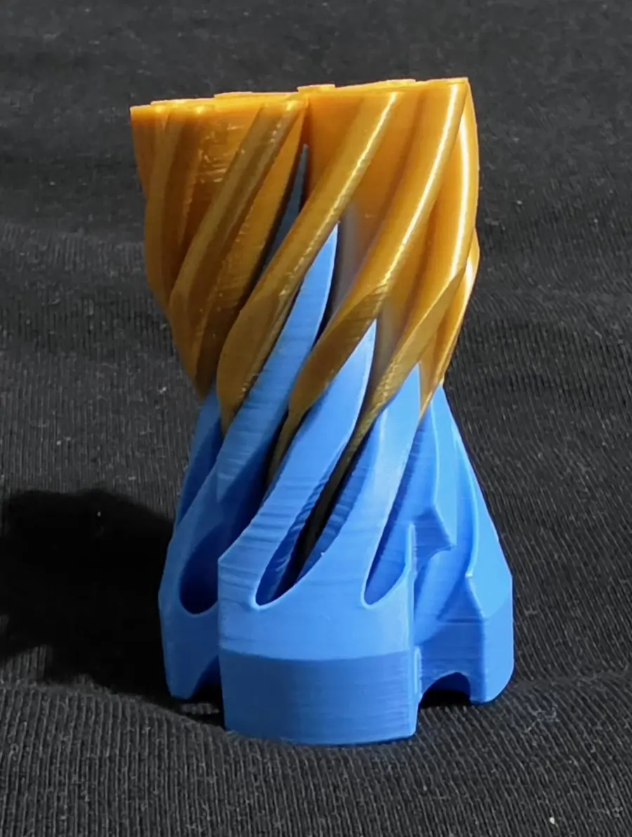 Passthrough cone fidget, blue and gold