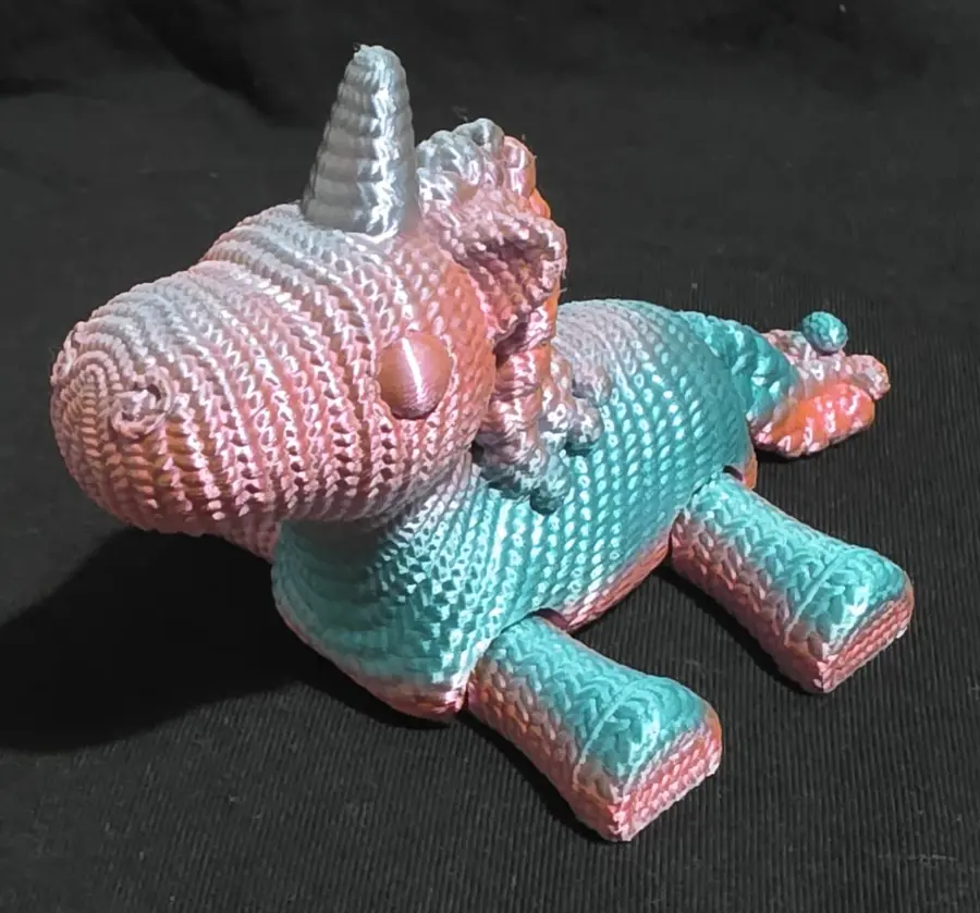 Unicorn, pink to teal shimmer, front view